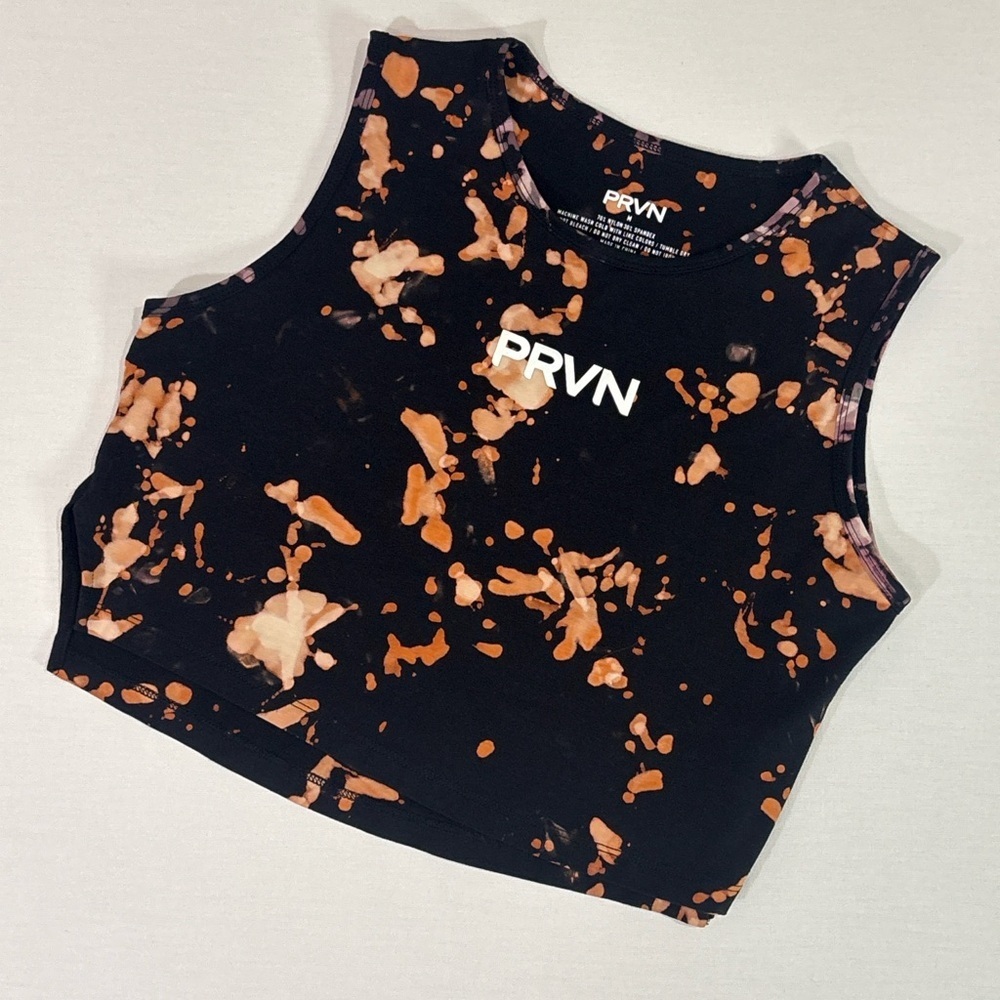 PRVN Black and Orange Artistic Crop Top